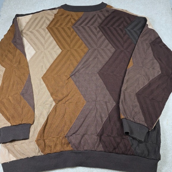 Tundra Canada Sweater Mens 2XL Brown Retro Ribbed V-Neck Winter Wear 90s Vintage - Picture 3 of 7